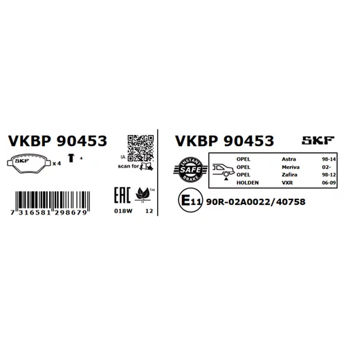 Sada brzdových platničiek kotúčovej brzdy VKBP 90453 /SKF/ - obr. 2