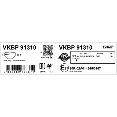 Sada brzdových platničiek kotúčovej brzdy VKBP 91310 /SKF/ - obr. 2