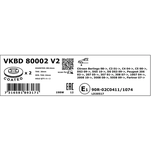 Brzdový kotúč VKBD 80002 V2 /SKF/ - obr. 3