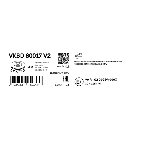 Brzdový kotúč VKBD 80017 V2 /SKF/ - obr. 2