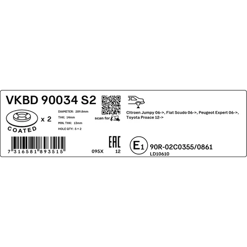 Brzdový kotúč VKBD 90034 S2 /SKF/ - obr. 2