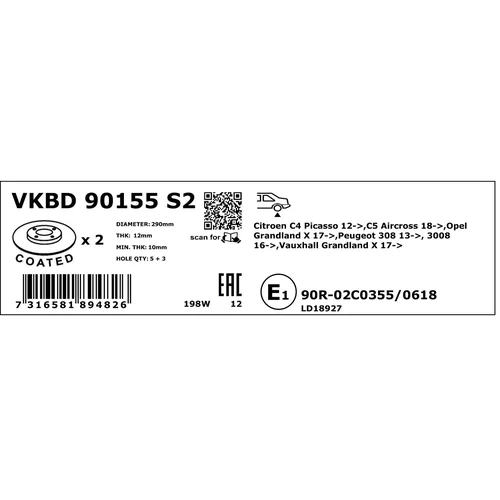 Brzdový kotúč VKBD 90155 S2 /SKF/ - obr. 3