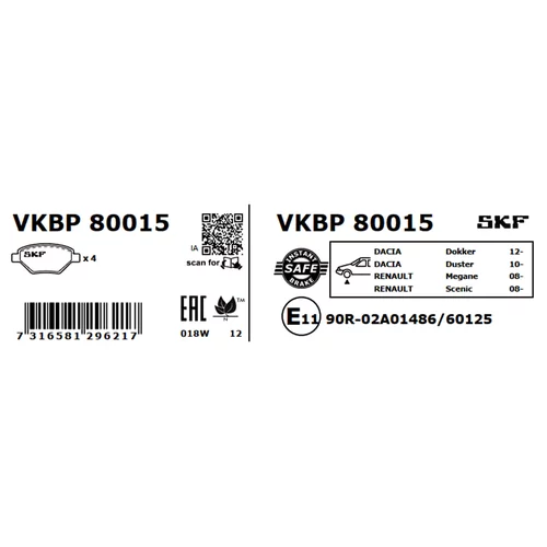 Sada brzdových platničiek kotúčovej brzdy VKBP 80015 /SKF/ - obr. 5