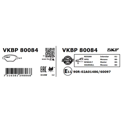 Sada brzdových platničiek kotúčovej brzdy VKBP 80084 /SKF/ - obr. 2