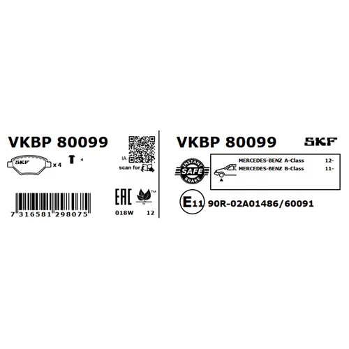 Sada brzdových platničiek kotúčovej brzdy VKBP 80099 /SKF/ - obr. 2