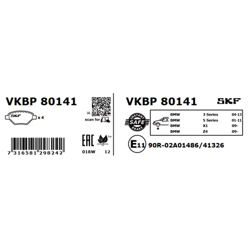 Sada brzdových platničiek kotúčovej brzdy VKBP 80141 /SKF/ - obr. 2