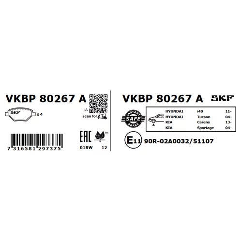 Sada brzdových platničiek kotúčovej brzdy VKBP 80267 A /SKF/ - obr. 2