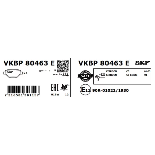 Sada brzdových platničiek kotúčovej brzdy VKBP 80463 E /SKF/ - obr. 2