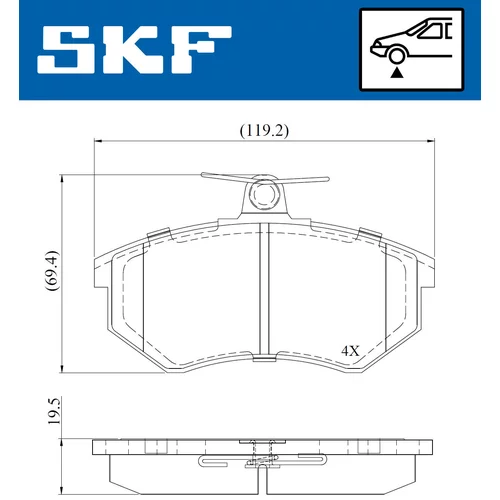 Sada brzdových platničiek kotúčovej brzdy VKBP 80722 /SKF/ - obr. 1