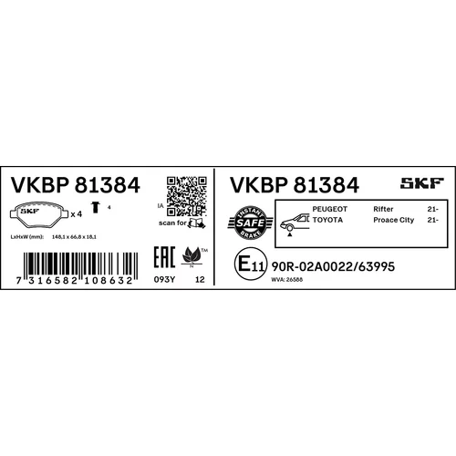 Sada brzdových platničiek kotúčovej brzdy VKBP 81384 /SKF/ - obr. 2