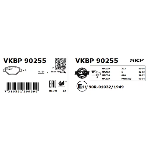 Sada brzdových platničiek kotúčovej brzdy VKBP 90255 /SKF/ - obr. 2