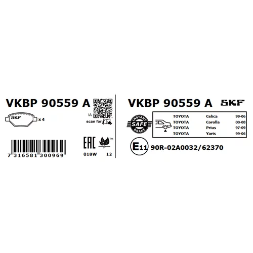 Sada brzdových platničiek kotúčovej brzdy VKBP 90559 A /SKF/ - obr. 2