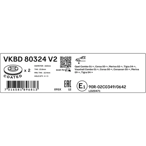 Brzdový kotúč VKBD 80324 V2 /SKF/ - obr. 2