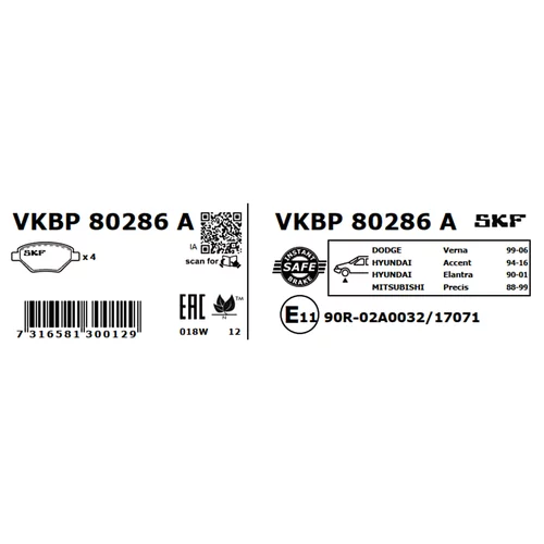 Sada brzdových platničiek kotúčovej brzdy VKBP 80286 A /SKF/ - obr. 2