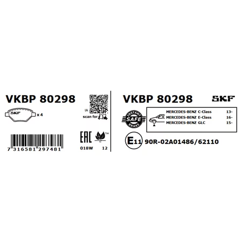 Sada brzdových platničiek kotúčovej brzdy VKBP 80298 /SKF/ - obr. 2