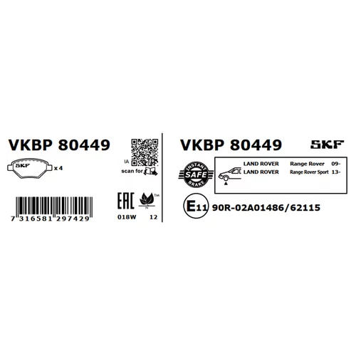 Sada brzdových platničiek kotúčovej brzdy VKBP 80449 /SKF/ - obr. 2