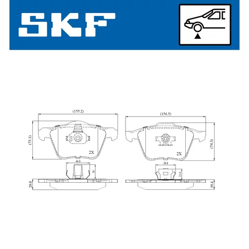 Sada brzdových platničiek kotúčovej brzdy VKBP 80455 /SKF/ - obr. 1