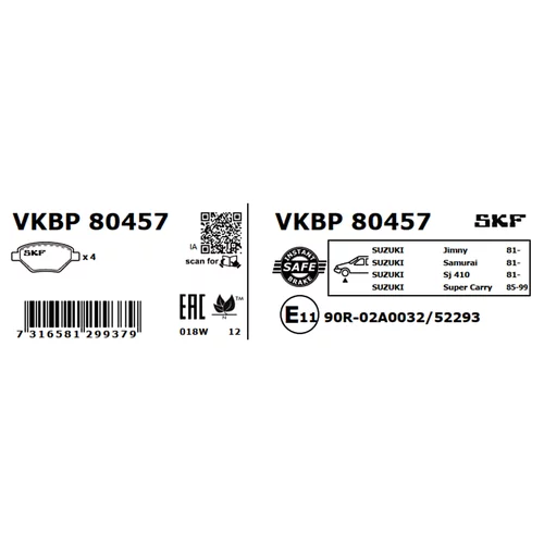 Sada brzdových platničiek kotúčovej brzdy VKBP 80457 /SKF/ - obr. 2