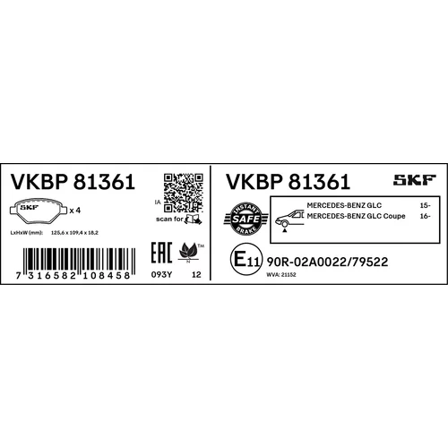 Sada brzdových platničiek kotúčovej brzdy VKBP 81361 /SKF/ - obr. 2