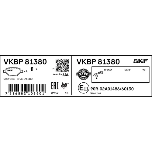 Sada brzdových platničiek kotúčovej brzdy VKBP 81380 /SKF/ - obr. 2