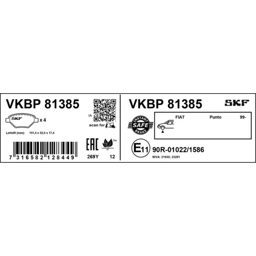 Sada brzdových platničiek kotúčovej brzdy VKBP 81385 /SKF/ - obr. 2