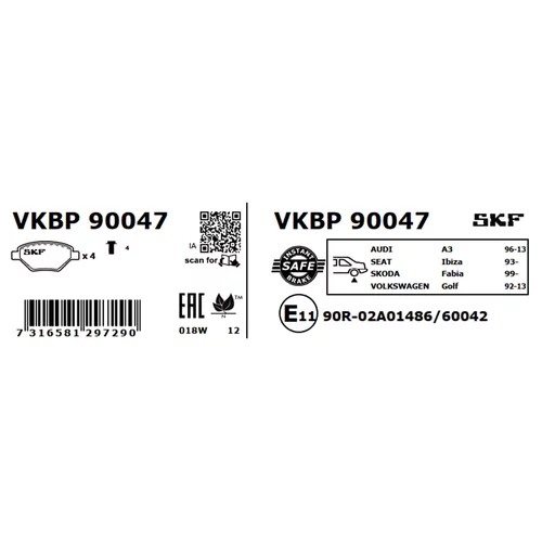 Sada brzdových platničiek kotúčovej brzdy VKBP 90047 /SKF/ - obr. 2