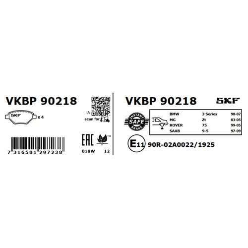 Sada brzdových platničiek kotúčovej brzdy VKBP 90218 /SKF/ - obr. 6