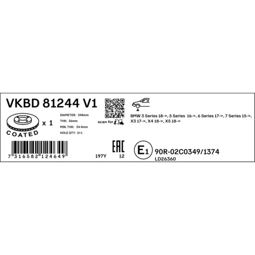 Brzdový kotúč VKBD 81244 V1 /SKF/ - obr. 2