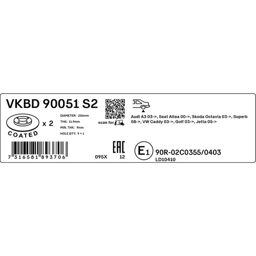 Brzdový kotúč VKBD 90051 S2 /SKF/ - obr. 2