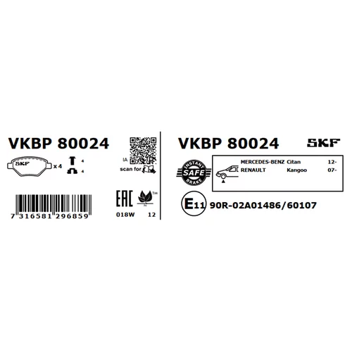 Sada brzdových platničiek kotúčovej brzdy VKBP 80024 /SKF/ - obr. 3