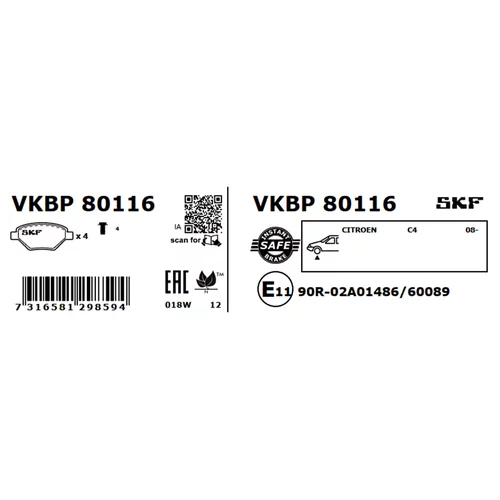 Sada brzdových platničiek kotúčovej brzdy VKBP 80116 /SKF/ - obr. 7