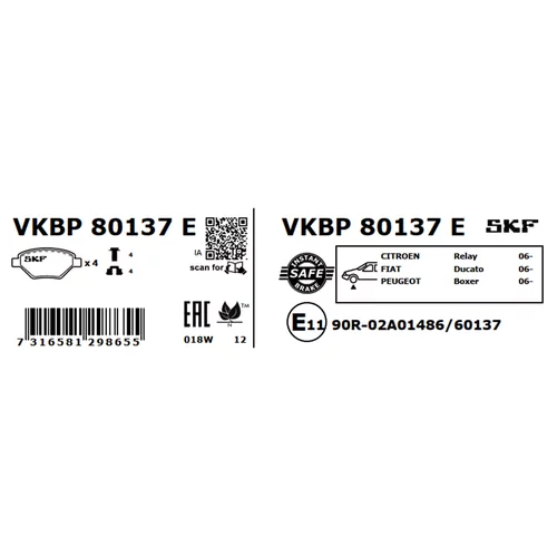 Sada brzdových platničiek kotúčovej brzdy VKBP 80137 E /SKF/ - obr. 2