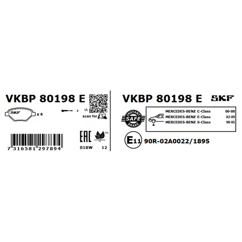 Sada brzdových platničiek kotúčovej brzdy VKBP 80198 E /SKF/ - obr. 2