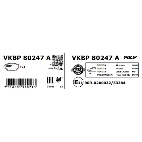 Sada brzdových platničiek kotúčovej brzdy VKBP 80247 A /SKF/ - obr. 2