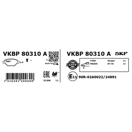Sada brzdových platničiek kotúčovej brzdy VKBP 80310 A /SKF/ - obr. 2
