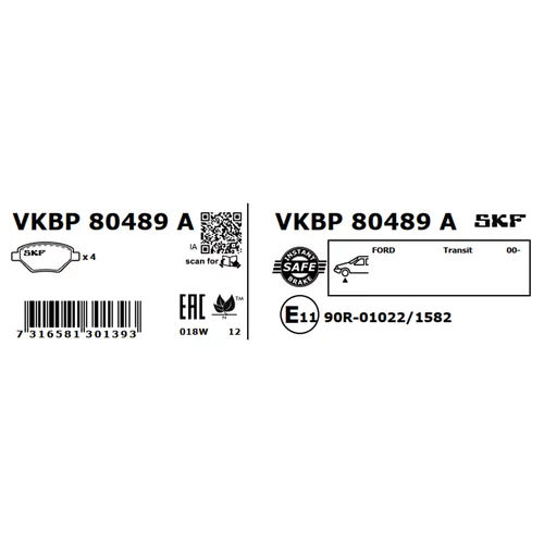 Sada brzdových platničiek kotúčovej brzdy VKBP 80489 A /SKF/ - obr. 2
