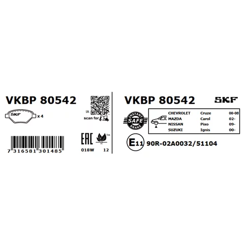 Sada brzdových platničiek kotúčovej brzdy VKBP 80542 /SKF/ - obr. 2