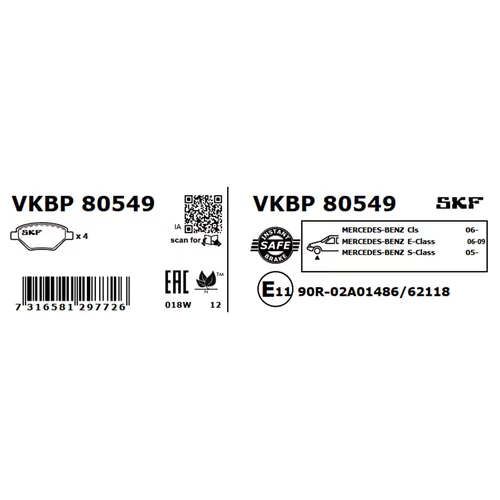 Sada brzdových platničiek kotúčovej brzdy VKBP 80549 /SKF/ - obr. 2