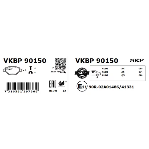 Sada brzdových platničiek kotúčovej brzdy VKBP 90150 /SKF/ - obr. 2