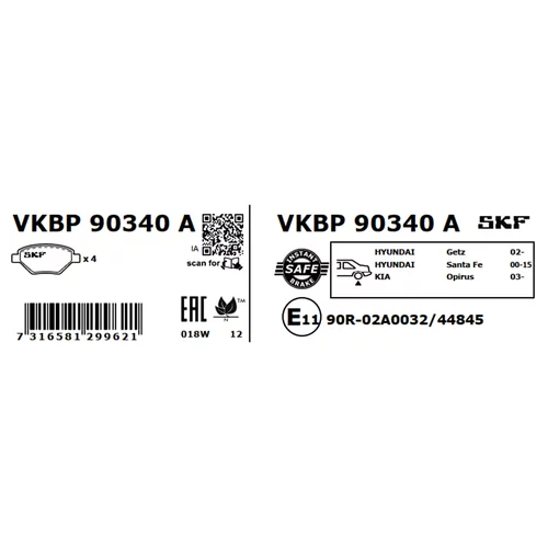Sada brzdových platničiek kotúčovej brzdy VKBP 90340 A /SKF/ - obr. 2