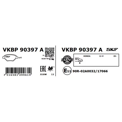Sada brzdových platničiek kotúčovej brzdy VKBP 90397 A /SKF/ - obr. 2