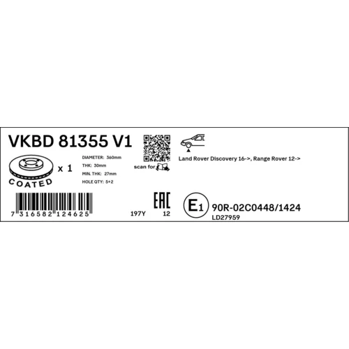 Brzdový kotúč VKBD 81355 V1 /SKF/ - obr. 1