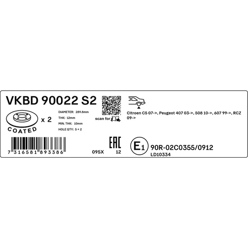 Brzdový kotúč VKBD 90022 S2 /SKF/ - obr. 2