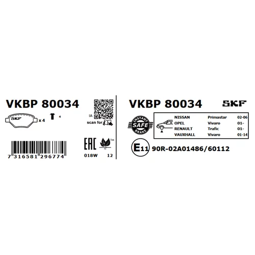 Sada brzdových platničiek kotúčovej brzdy VKBP 80034 /SKF/ - obr. 3