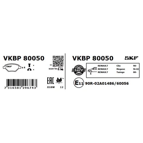 Sada brzdových platničiek kotúčovej brzdy VKBP 80050 /SKF/ - obr. 2