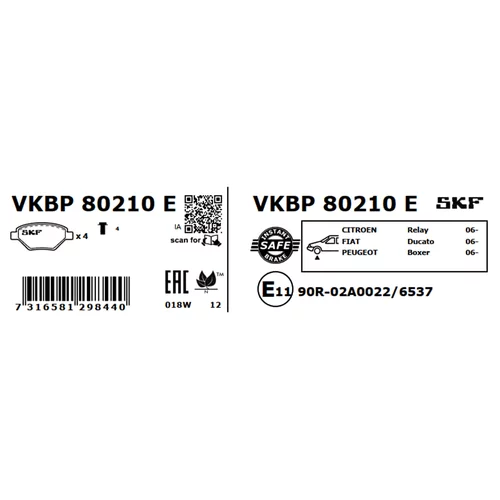 Sada brzdových platničiek kotúčovej brzdy VKBP 80210 E /SKF/ - obr. 2