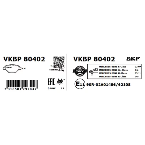 Sada brzdových platničiek kotúčovej brzdy VKBP 80402 /SKF/ - obr. 2
