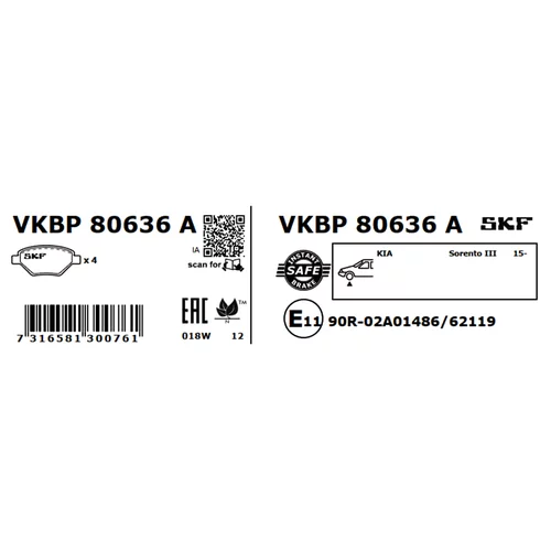Sada brzdových platničiek kotúčovej brzdy VKBP 80636 A /SKF/ - obr. 2