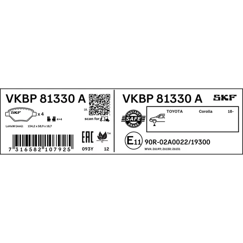 Sada brzdových platničiek kotúčovej brzdy VKBP 81330 A /SKF/ - obr. 2