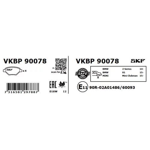 Sada brzdových platničiek kotúčovej brzdy VKBP 90078 /SKF/ - obr. 7
